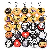 KINGSO 25 Pack 2.5'' Halloween Mini Plush Pillow Emoticon Keychain Halloween Pumpkins Pendant Handbag Bag Keyrings Hallowen Party Decoration Kids Party Supplies Favors,Christmas Tree Decoration