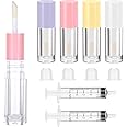 Apausvcm 4Pcs Lip Gloss Tubes, 6ml Empty Lip Gloss Tubes with Wand Refillable Lip Gloss Containers with Rubber Stoppers Lip Balm Bottles for DIY Lipgloss (4 Colors)