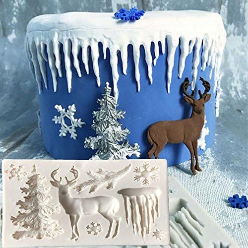 Pushhr Candy Mould Chocolate Decorating Snowflake Cake Mold Silicone Christmas Tree DIY