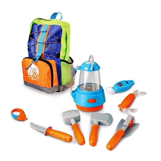 Sainsmart Jr Pretend Camping Toys Survival Kit With Large Bag Outdoor Cookware Hiking Gear Play Set For Ages 3 And Up