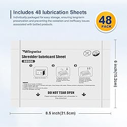 Wingwise 48-Pack Shredder Lubricant Sheets, 8.5 x 6