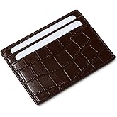 BBELLE CO. Genuine Leather Slim Card Holder Wallet for Men – Premium and Stylish Card Holder with Capacity for 7-10 Cards and Currency Compartment – Stylish and Functional Leather Wallet (CHERRY)