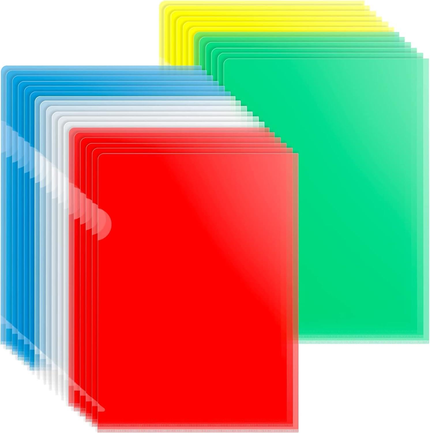 30Pack Plastic Wallets A4, LEOBRO A4 Sleeves Cut Flush for Document, Clear Folders Wallets, File Folders, Page Protector School, Office Paperwork (LMUK-005)