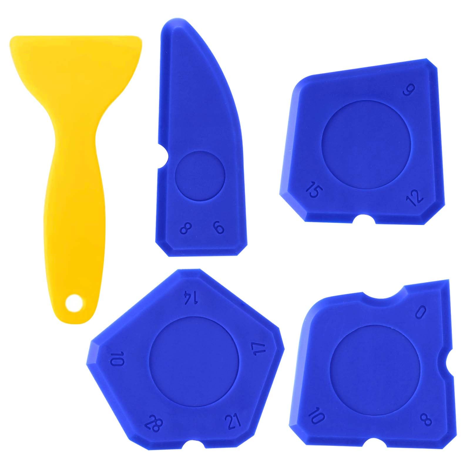 AWAVM 5 Piece Sealant Profiling Finishing Tool, Fugi Kit, Silicone joint Smoother Portable Blue Former Sealant Caulking Tool Kit, Multi-Edge Applicator Mastic Suitable for Kitchens, Bathrooms, tile