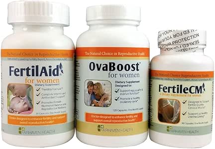 FertilAid for Women, OvaBoost, and FertileCM Combo (1 Month