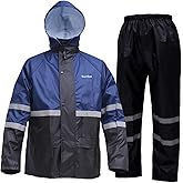 Waterproof Rain Suit for Men & Women, Lightweight Reflective Rain Gear Jacket and Pants Set for Fishing, Outdoor Work, Hiking