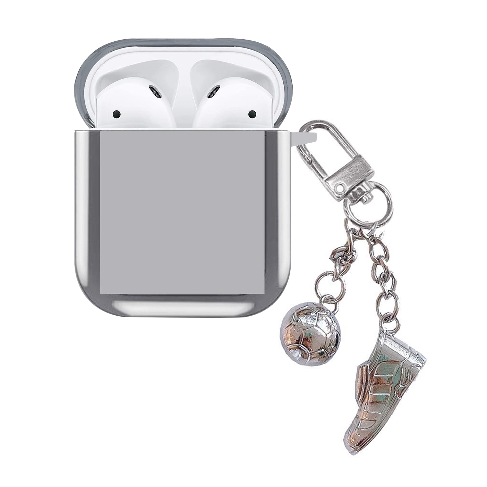 Photo 1 of Cute AirPod 2nd 1st Case Cover Soccer Player Theme Pattern Design with Keychain Pendant Silicone Soft Shell Compatible with AirPods 2/1 Case
