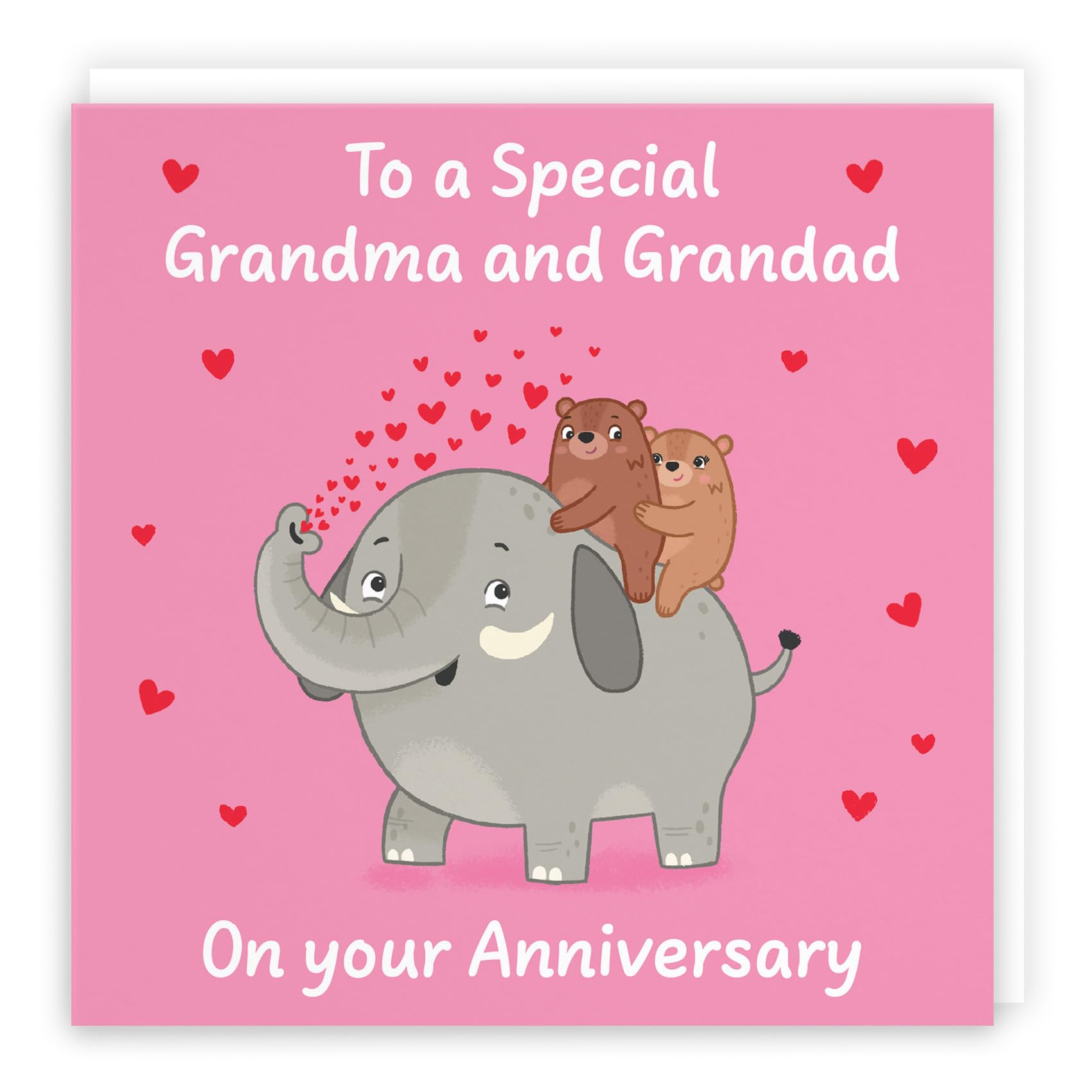 Hunts England - Cute Elephant Love Grandma And Grandad Anniversary Card - Fun Bears Anniversary Card - Love Story Collection