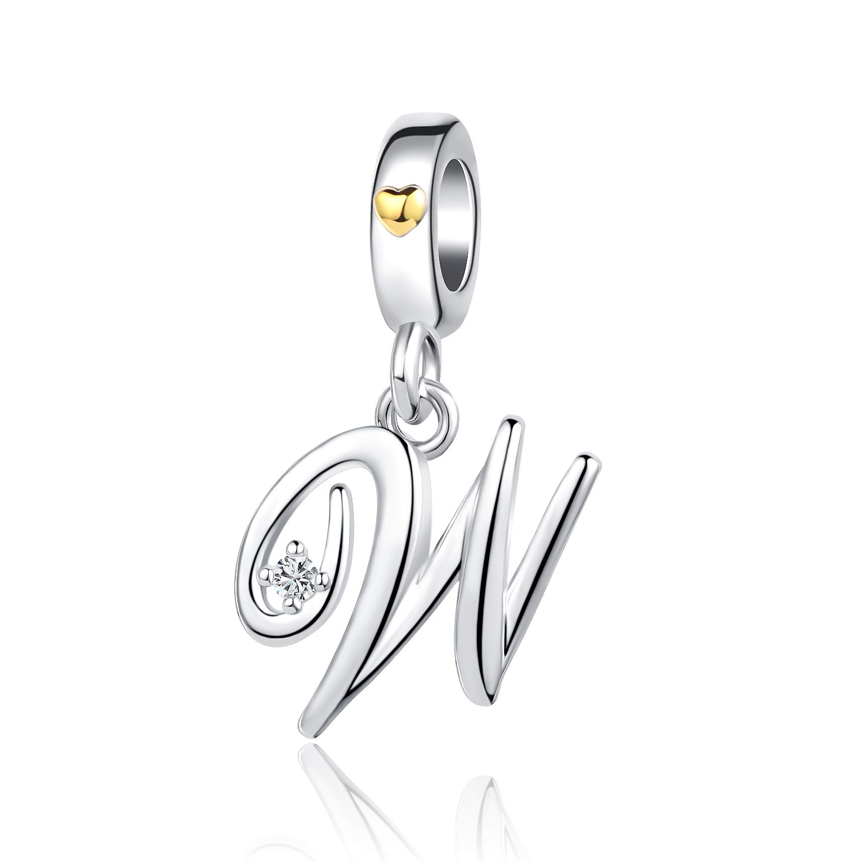 SBI Jewelry Initial W Letter Charm Compatible with Pandora Charm Bracelet for Women Birthday Jewellery Gift