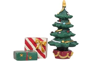 EXHUMKY Christmas Aquarium Decoration Resin Ornament with Mini Xmas Tree and Gift Box Fish Tank Decor for