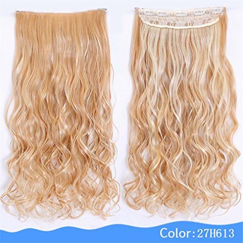 28'' Long Wavy 5 Clip In Hair Extensions Heat Resistant Synthetic Fake Hairpieces Natural False Hair Pieces Women Hair P27/613 24inches