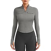 YEOREO CoreFlex Womens Workout Jackets Cropped Zip Up Athletic Jackets Arsene Slim Fit Yoga Running Tops with Thumb Holes