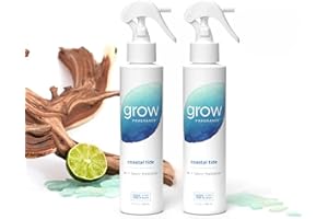 Grow Fragrance Scented Fabric and Room Air Freshener Spray - Certified Non-Toxic, 100% Plant-Based Essential Oils - 5 oz (Coastal Tide 2-Count)