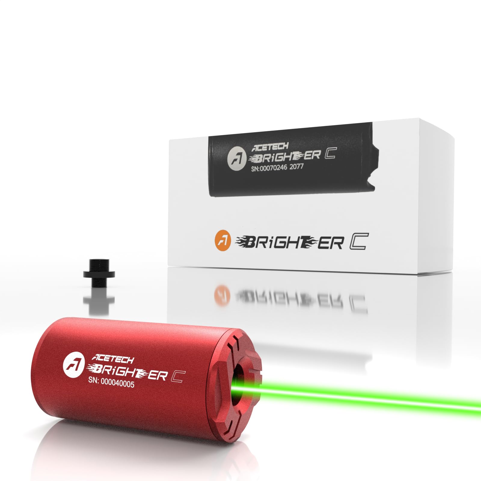 ACETECH Brighter C Tracer Unit 14mm CCW Negative Thread with M14 to M11 Adapter Compatible with Green and Gel BBs LED Beam and Flare Effect (Red)