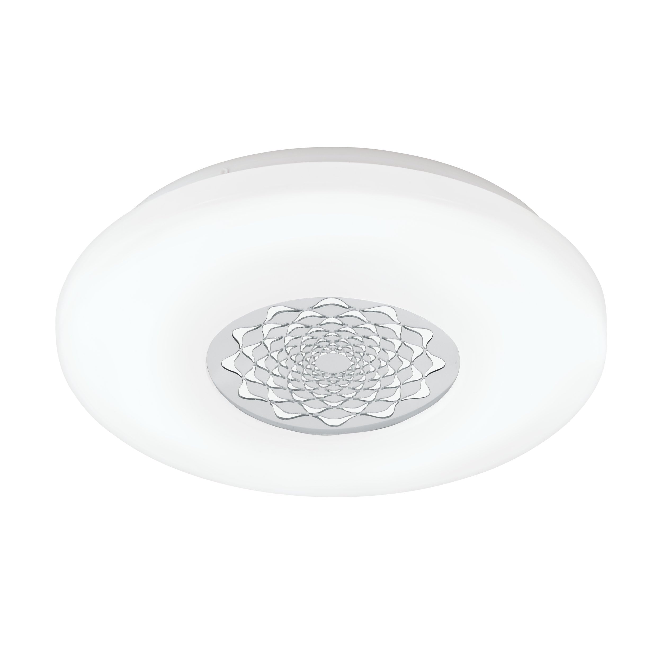 Eglo Capasso 1 LED Ceiling Light 1-Bulb Wall Light with Pattern, Material: Steel and Plastic, Chrome, White, Diameter 34 cm