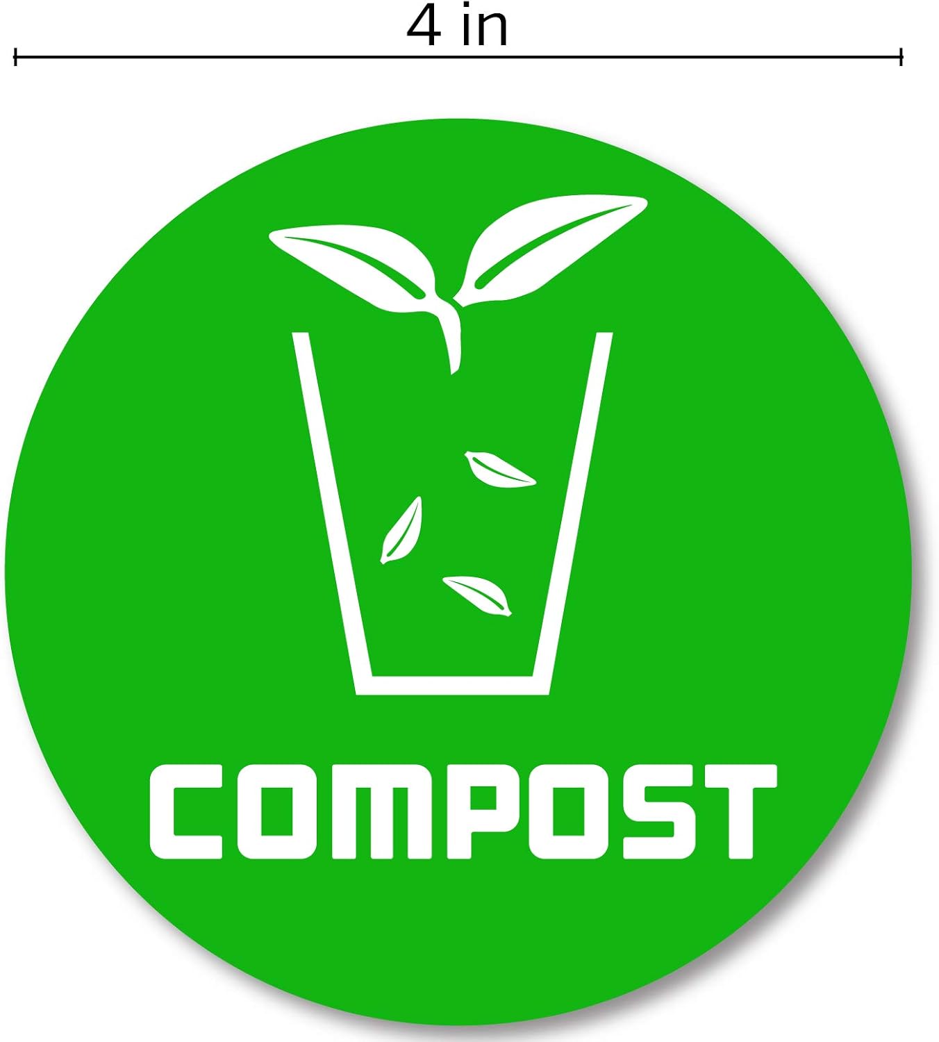 6 Pack (4in x 4in) Recycle Logo and Trash can Sticker to Organize Your Trash - for Trash cans, Garbage containers and Recycle Bins - Premium Vinyl Decal (4in x 4in, Compost 6pk): Home Improvement