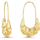 18K Gold Plated Chunky Curve Twisted Open Hoop Statement Stud Earrings with CZ for Women by SNGIA, Large Handmade Spiral Texture Braided Formal Trendy Hoop Jewelry Gifts, Big Circle Geometric Shell Beachy Vacation Fashion Hanging Earrings Accessories, Vintage Retro Thick Bohemian Nickle Free Circular Sun Dangle Earrings.