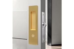 Hoconnie 6.3” Privacy Pocket Door Lock Hardware, Sliding Door Lock, Bathroom Mortise Lock, Invisible Furniture Hardware for 1