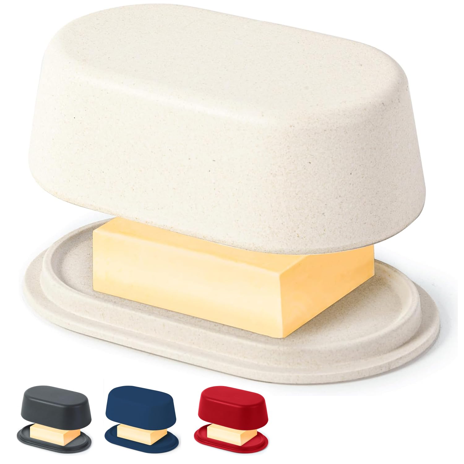 Modern White Cream Butter Dish with Lid - Dishwasher Safe - Perfectly Sized for Large European Style Butters