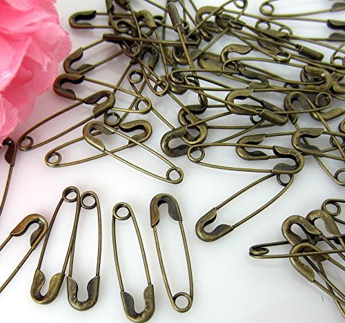 300 Pcs Safety Pin 18 mm (3/4") Mini Tiny Copper Metal Small Findings Bronze Tone For Crafts Sewing