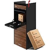 Stonemore Cali USPS Compatible Mailbox, Classic Black/Walnut Package Mailbox, Anti-Theft Locking Parcel Drop Box for Porch Or Curbside, Large Mailbox for Packages, Weather-Sealed Powder Coated Steel