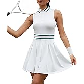 Golf Dress for Women Tennis Dresses Elastic Waist Polo Collar Sleeveless Sport Active Exercise Workout Athletic Dress