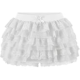Women Y2K Lace Multi-Layered Bloomers, Lolita Ruffle Shorts, Sexy Short Pumpkin Pants, Elastic Waist Sweet Pettipants