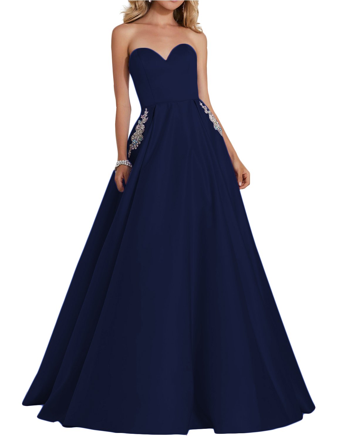 YIRENWANSHA 2018 Elegant Beaded Evening Dress with Pockets Long Formal