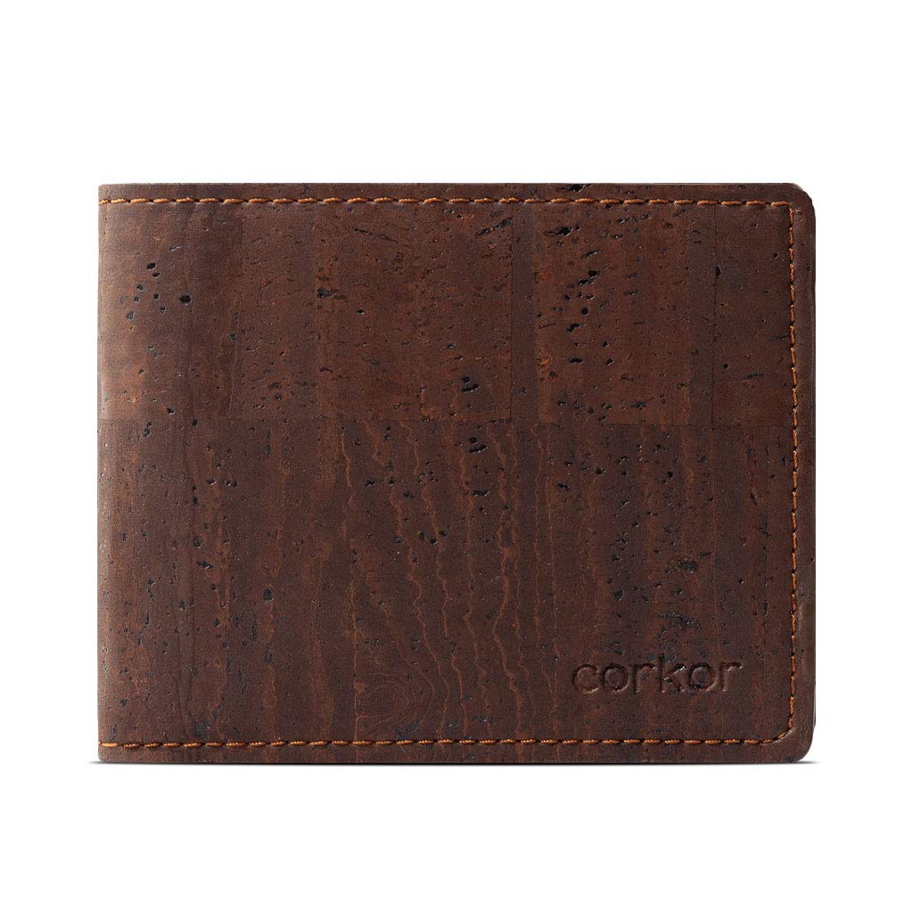 Corkor Vegan Cork Wallet Bifold for Men | Cruelty Non Leather - Brown - S