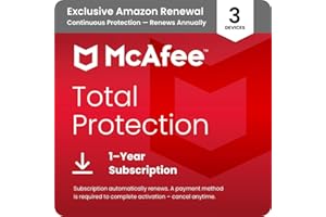 McAfee Total Protection 3-Device 2025 Ready |Security Software Includes Antivirus, Secure VPN, Password Manager, Identity Monitoring | 1 Year Subscription with Auto Renewal