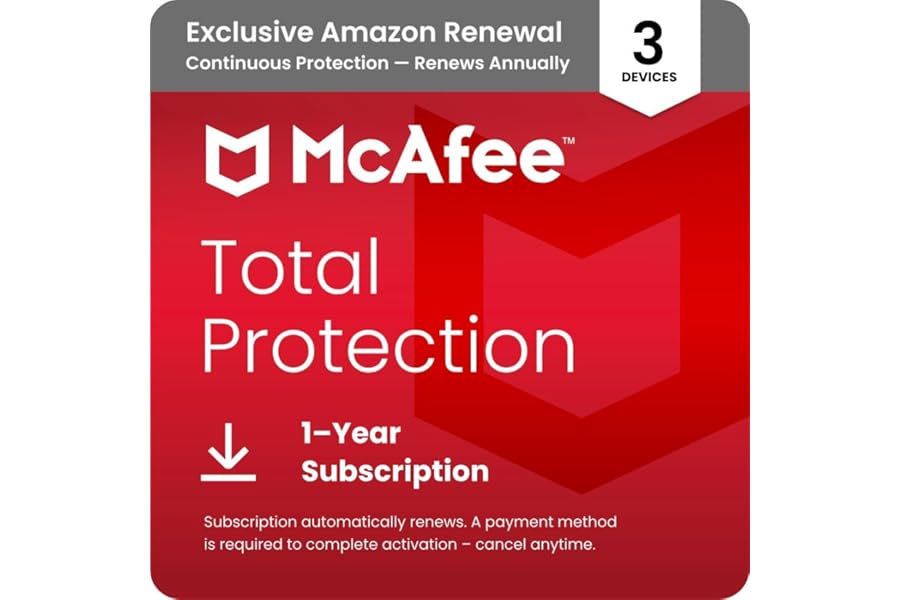 McAfee Total Protection 3-Device 2025 Ready |Security Software Includes Antivirus, Secure VPN, Password Manager, Identity Mon