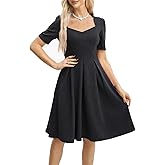 oxiuly Women's Vintage Cocktail Dresses Anniversary Graduation Umbrella Outdoor Garden Wedding Dress with Pockets S102