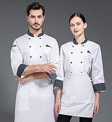 Unisex Double-breasted Chef Coat Back Full Mesh