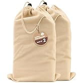LFH Cotton Shoe Storage Bags with Drawstring, Dustproof Breathable Reusable Organizer, Perfect For Travel, Dorm, Hotel, College, Gym, Easy to Carry, 8"x17" (Pack of 2) - Natural Thanks Giving