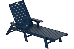 WO WESTIN OUTDOOR WO Home Furniture HDPE Adirondack Reclining Chaise Lounge, Poly Lumber Chairs with Armrest, Weather UV Resistant for Outdoor, Patio, Backyard, Beach, Poolside, Porch, Navy Blue