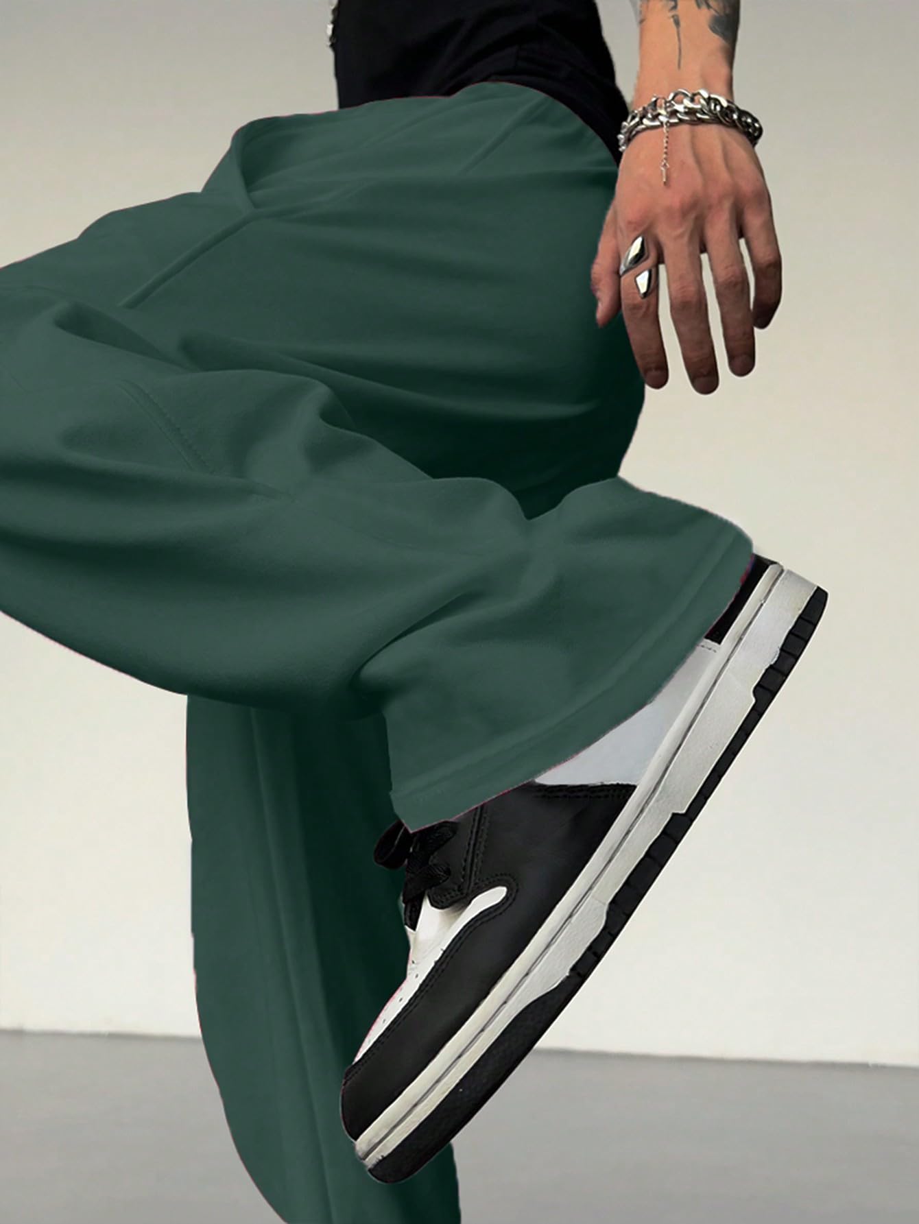 OYOANGLE Men's Drawstring Elastic Waist Baggy