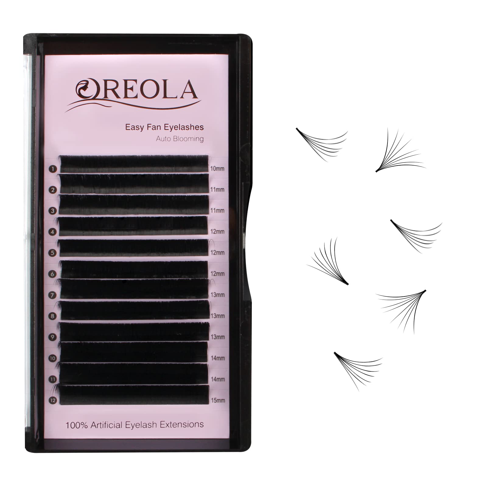 Oreola Volume Lashes Extensions Easy Fan Eyelashes Curled Automatic Flower Eye Lashes Russian Eyelash Extension 0.07C 10-15mm 3D — image 1