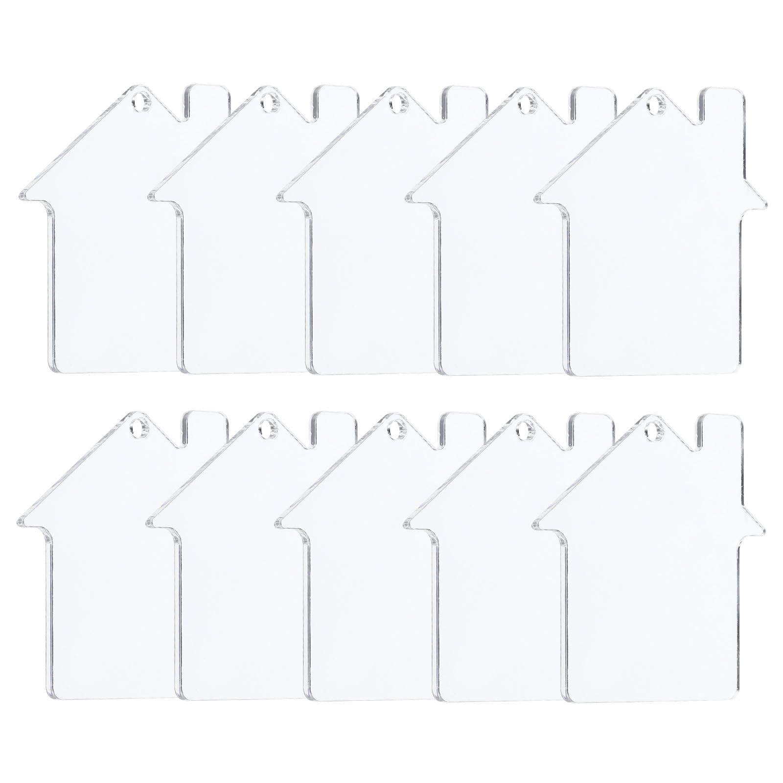 PATIKIL Acrylic Ornament, 10 Pack Plastic Clear Blank Christmas Tree Ornament Keychain Transparent Pendant Hanging Decoration for Custom DIY 2mm Thick