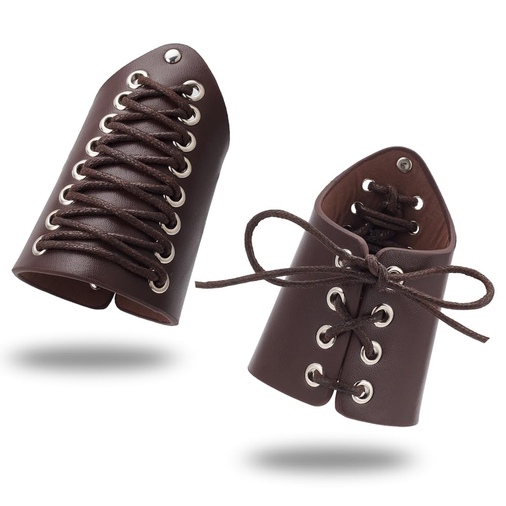 NBEADS 1 Pair Leather Arm Guards, Medieval Leather Buckle Bracers Wrist Band Buckle Wide Bracer Adjustable Knight Retro Renaissance Arm Guards for Halloween Decor Punk Cosplay Costumes