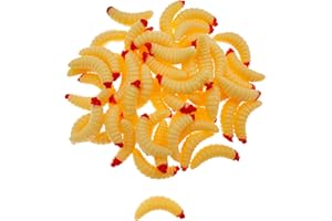 MILEPETUS 50pcs-1Inch Bass Fishing Worms Lures,Silicone Soft Maggot Baits Bread Worm Fishing Lure,5 Color