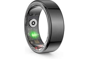 EOGBM Smart Ring Fitness Tracker Health Heart Rate, Oximetry, Sleep, Exercise Monitoring, Compatible with iOS and Android (Black) (8#)