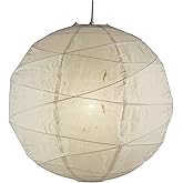 Adesso Orb Medium Pendant with Collapsible Rice Paper Shade – 15ft Cord, 19” Diameter – Stylish Ceiling Lighting