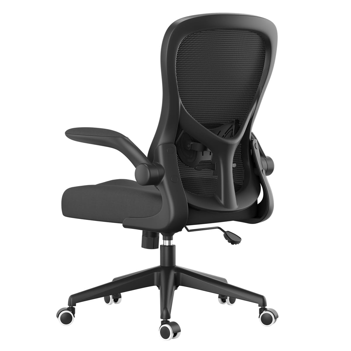 Hbada Office Chair Ergonomic Desk Chair, Office Desk Chairs with PU Silent Wheels, Breathable Mesh Computer Chair with Adjustable Lumbar Support, Flip-up Armrests, Tilt Function, Black
