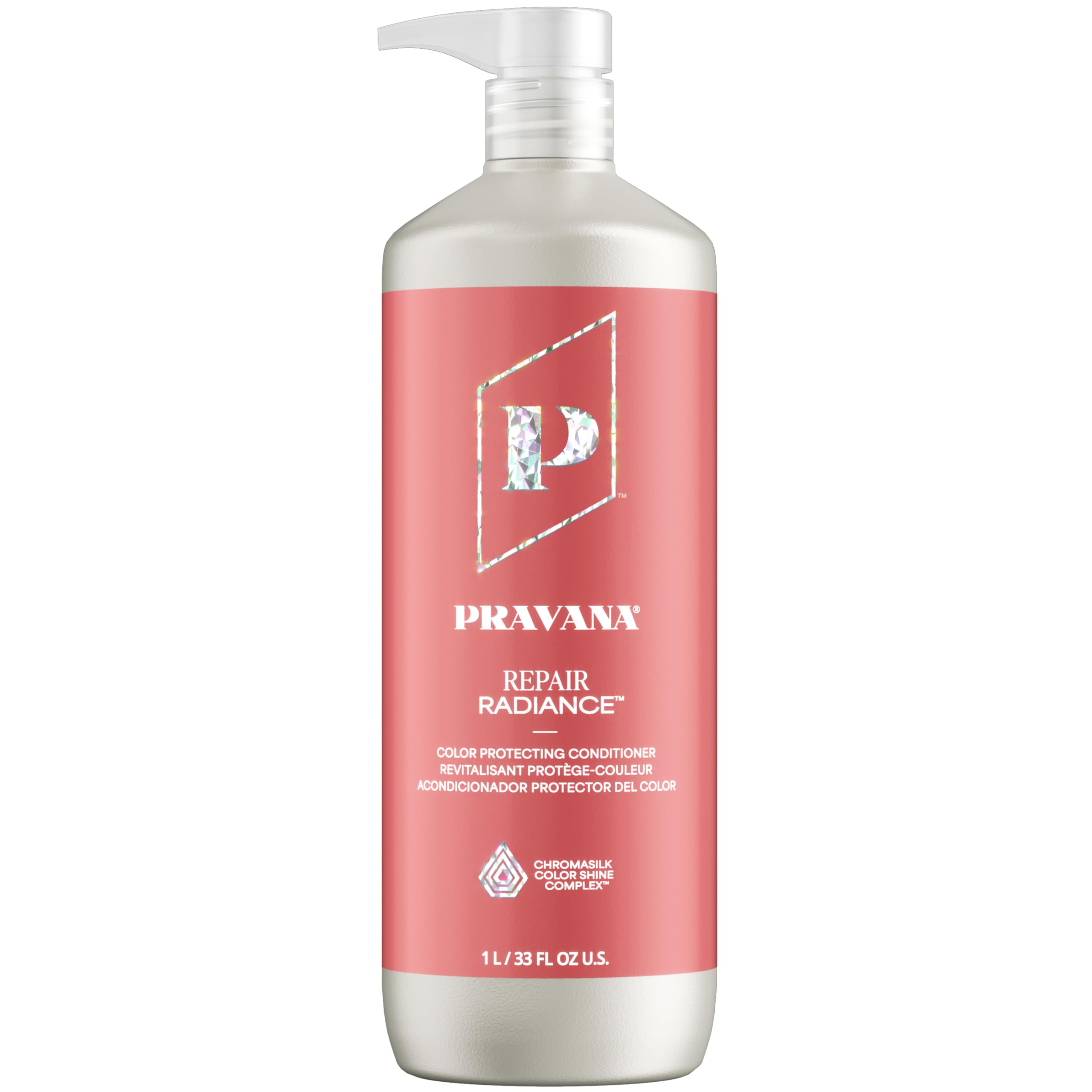 Pravana Repair Radiance Conditioner | Restores, Moisturizes, Nourishes | For Damaged, Color Treated Hair | Reduces Breakage & Split Ends | Chromasilk Enhances Shine & Protection | Vegan | 33 Fl Oz Image Pravana Repair Radiance Conditioner | Restores, Moisturizes, Nourishes | For Damaged, Color Treated Hair | Reduces Breakage & Split Ends | Chromasilk Enhances Shine & Protection | Vegan | 33 Fl Oz Image