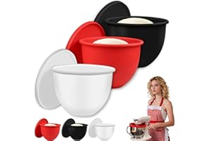 CHINATERA Silicone Bowl Liners for Kitchen Aid Mixer 5 Qt, Mixing Bowl Insert with Lids Compatible with Tilt-Head & Bowl-Lift Stand Mixers, for Baking Cooking, No More Replacement Mixer Bowls Needed (3pcs)