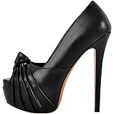 Rhineshell Women's Platform Pumps Shoes Slip On Stilettos PU High Heels