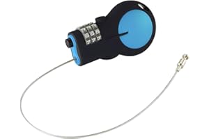 Lewis N. Clark TSA Approved Padlock & Bike Lock for Luggage + Travel, Set Your Combo w/30in Retractable Steel Cable, Blue, One Size