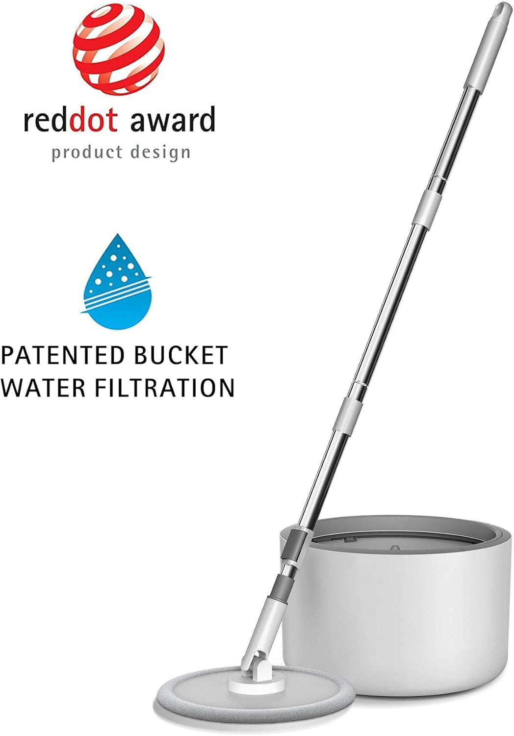 iMop Microfiber Spin Mop with Patented Bucket Water Filtration – Self Wringing Wet Dry All-In-One Spin Mop with Extra Refills – Safe on ALL Floor Types: Hardwood, Marble, Tile, VinyI, and Laminate: Appliances