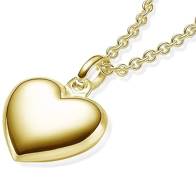 Herzkette Gold Damen-Kette (Silber 925 vergoldet) +GRATIS Etui mit Gravur Echt-Silber Goldkette Herz-Anhänger Halskette Herzc