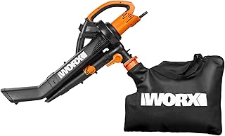 WORX 3000W Elektro Laubbläser & Laubsauger mit Mulcher/Laubsauger 3-in-1 Gerät WG505E inkl. 45L Fangsack, 335km/h, 600m³/h (BRAUCHT NICHT BATTERIEN)